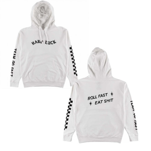 HARD LUCK FASTER HOODY WHITE/BLACK PRINT