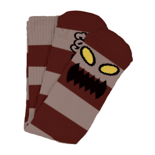 TOY MACHINE MONSTER BIG STRIPE SOCK BURGUNDY OS