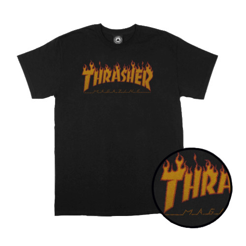 THRASHER FLAME HALFTONE S/S TEE BLACK