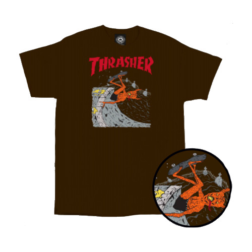THRASHER NECKFACE INVERT S/S TEE BROWN
