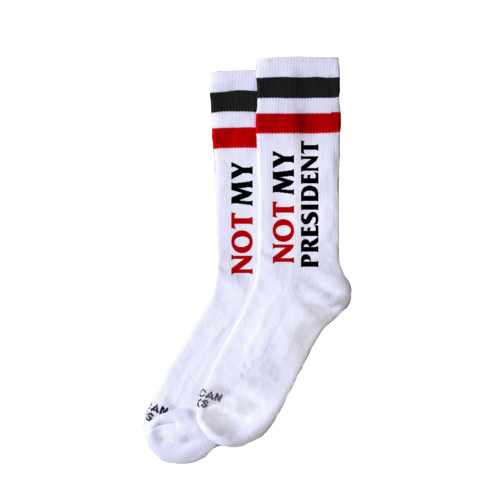 AMERICAN SOCKS NOT MY PRESIDENT MID HIGH WHITE/BLACK-RED