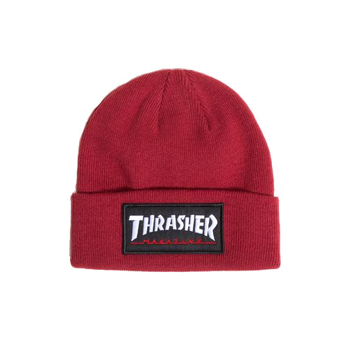 THRASHER LOGO PATCH BEANIE MAROON OS