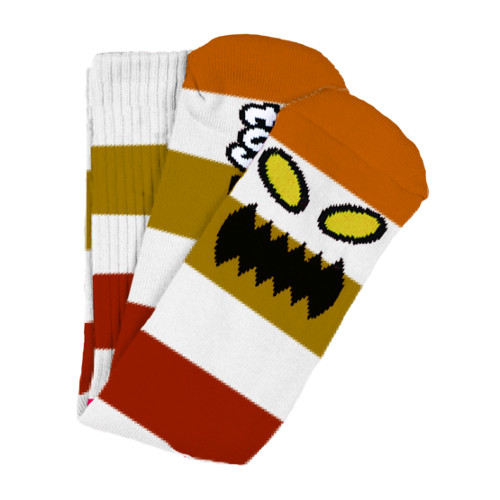 TOY MACHINE MONSTER BIG STRIPE SOCK BROWN OS