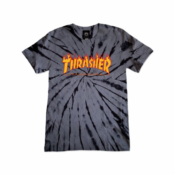 THRASHER FLAME LOGO TIE DYE S/S GIRLS TEE BLACK/GREY