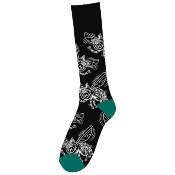 PIG PIGS FLY SOCKS BLACK OS