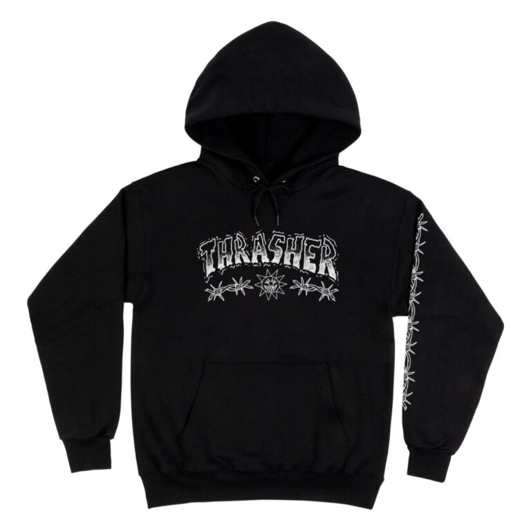 THRASHER BARBED WIRE HOODED SWEAT BLACK