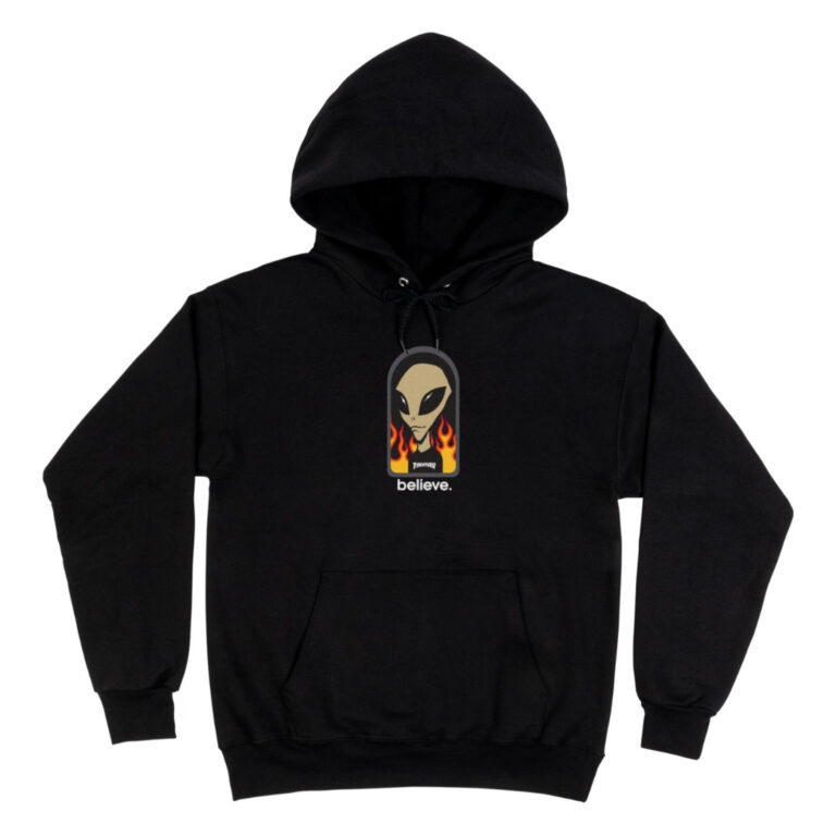 THRASHER X AWS - BELIEVE HOODED SWEAT BLACK