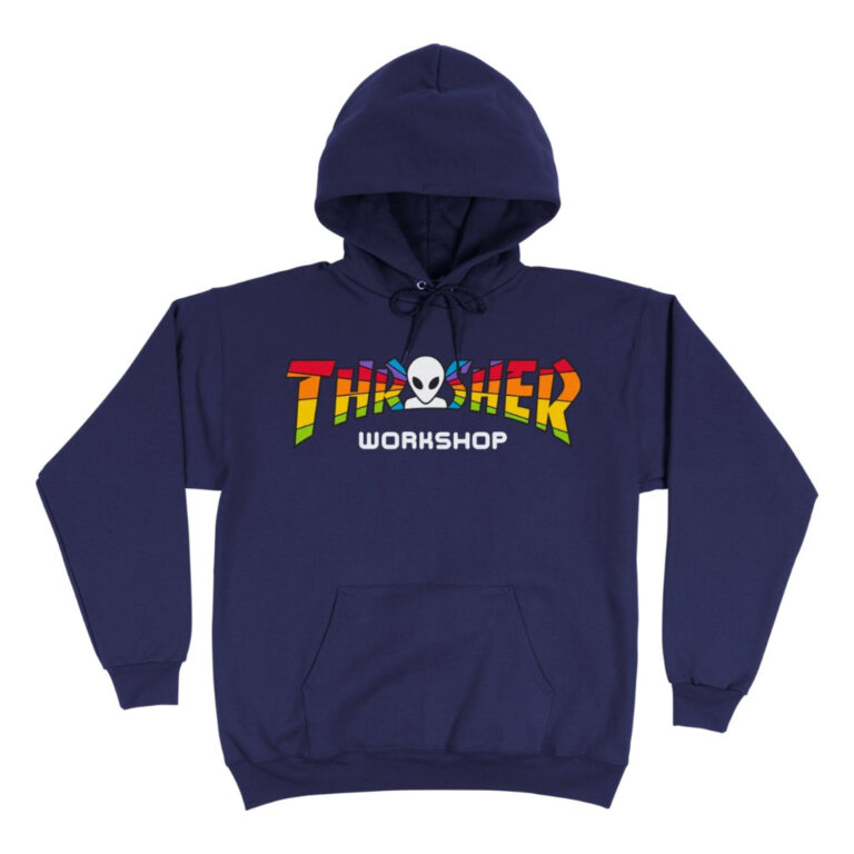 THRASHER X AWS - SPECTRUM HOODED SWEAT NAVY
