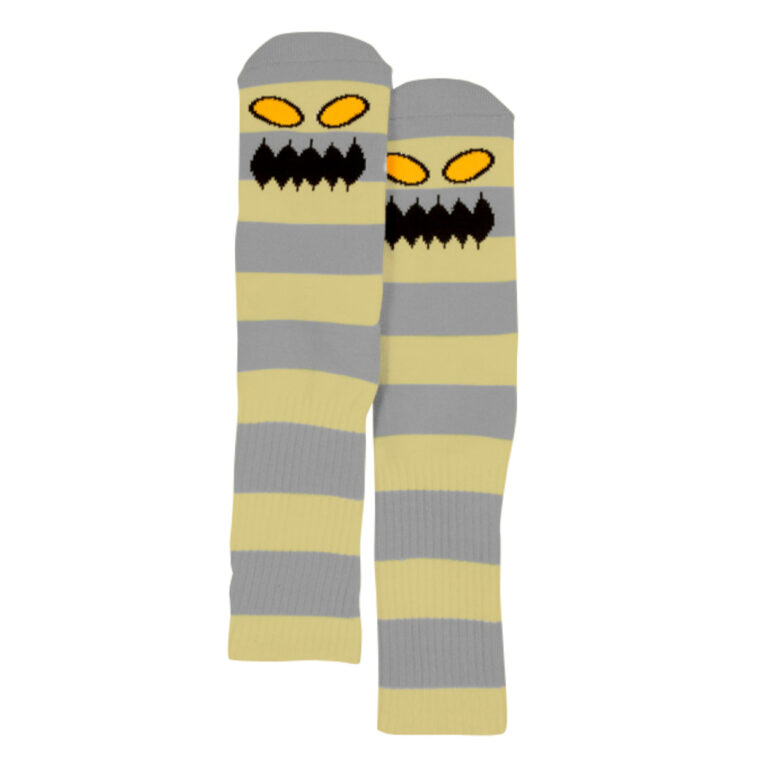 TOY MACHINE MONSTER BIG STRIPE SOCK YELLOW/GREY OS
