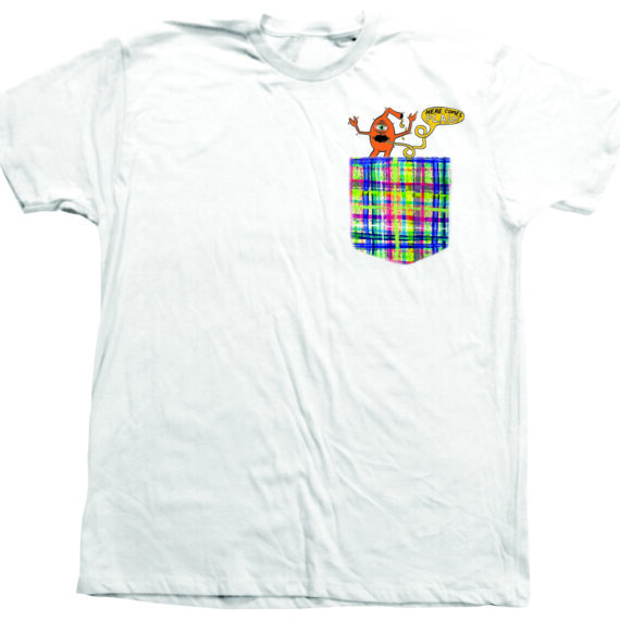 TOY MACHINE HERE COMES PLAID PKT S/S TEE WHITE