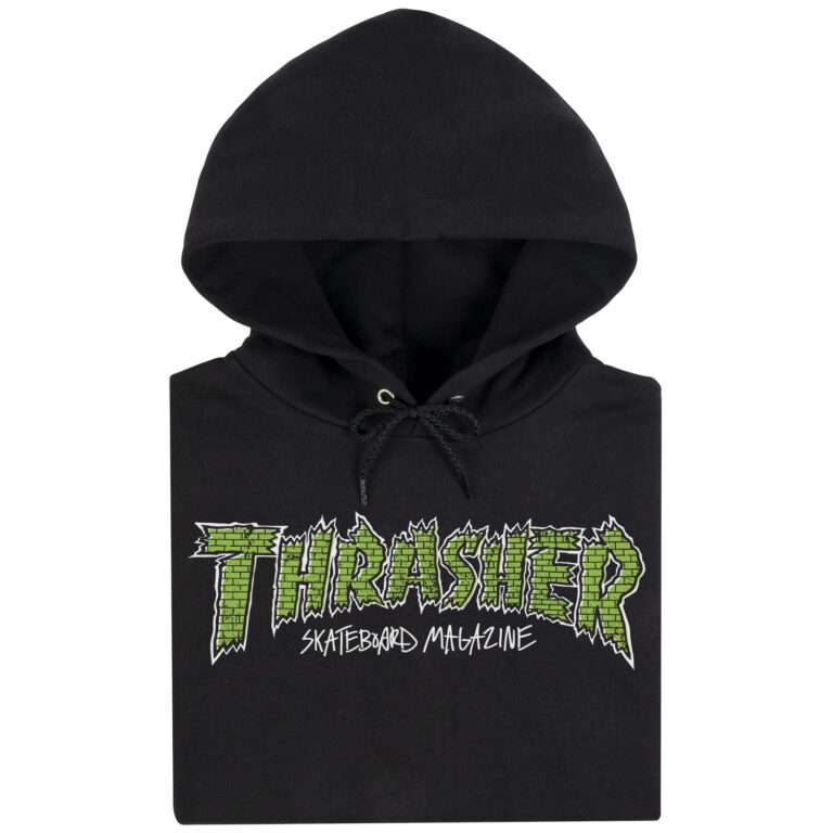 THRASHER BRICK HOODIE BLACK - Image 2