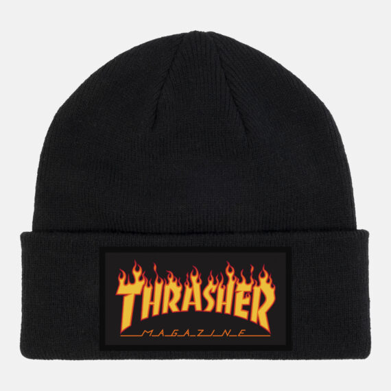 THRASHER FLAME PATCH BEANIE BLACK