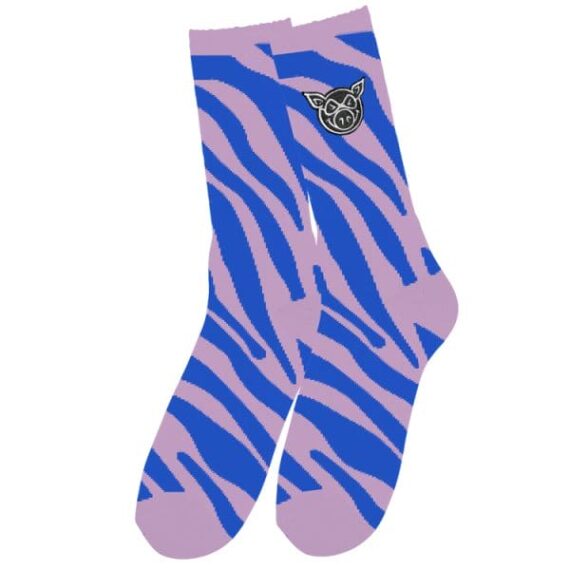PIG ZEBRA SOCKS PURPLE OS