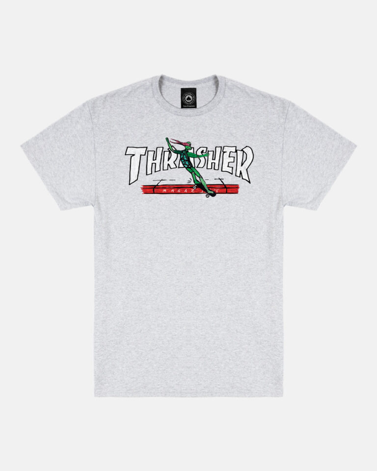 THRASHER RED CURB BY LSD WORLDPEACE T-SHIRT ASH GREY