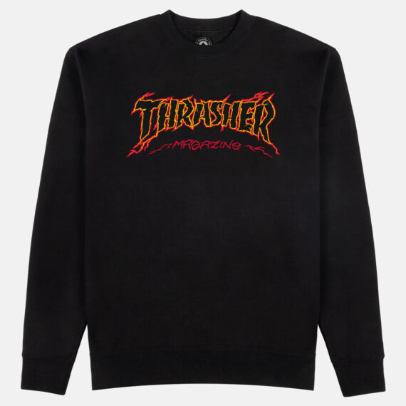 THRASHER CRACKED BY EXTEENAGER CREWNECK BLACK