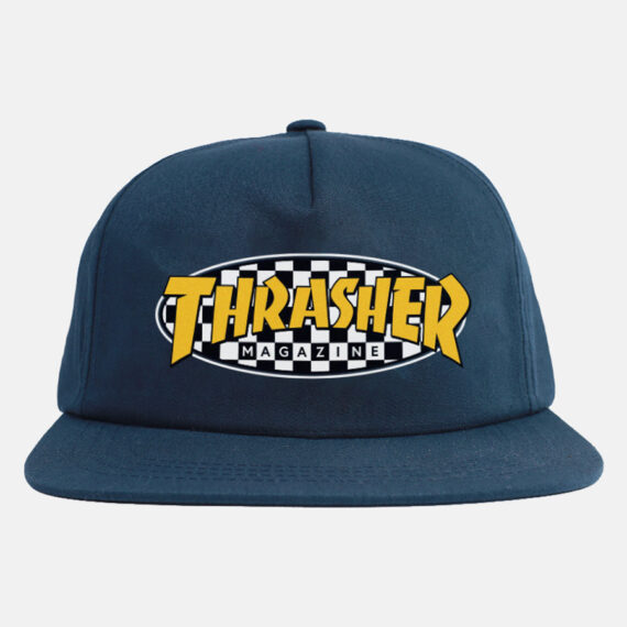 THRASHER CHECKERED OVAL SNAPBACK NAVY OS