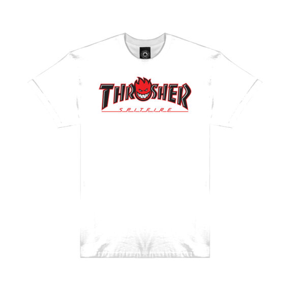 THRASHER X SPITFIRE BIG HEAD OUTLINE T-SHIRT WHITE