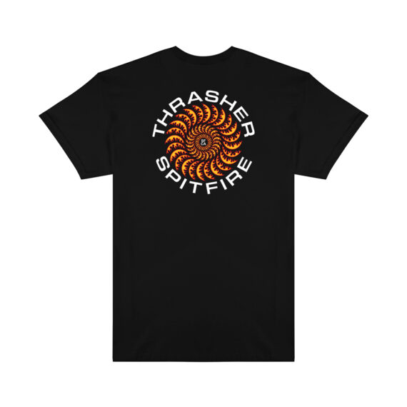 THRASHER X SPITFIRE CLASSIC SWIRL T-SHIRT BLACK