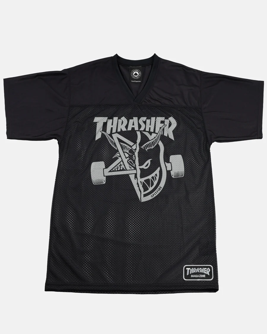 THRASHER X SPITFIRE THRASH & BURN JERSEY BLACK
