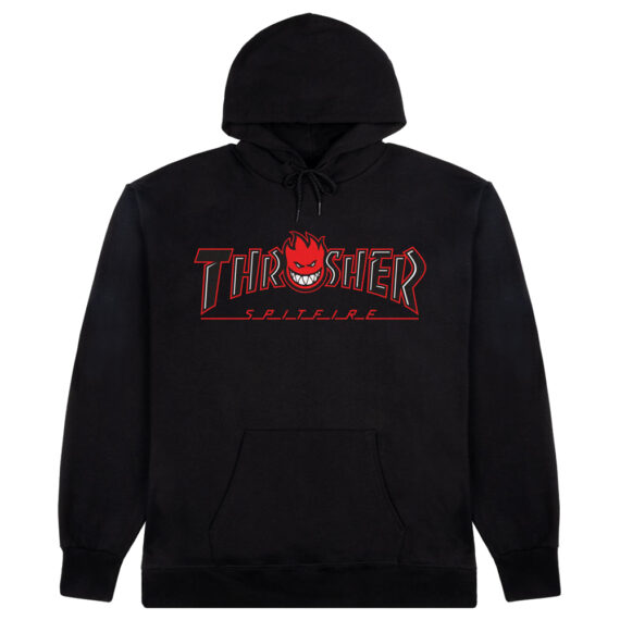 THRASHER X SPITFIRE BIG HEAD OUTLINE HOODIE BLACK