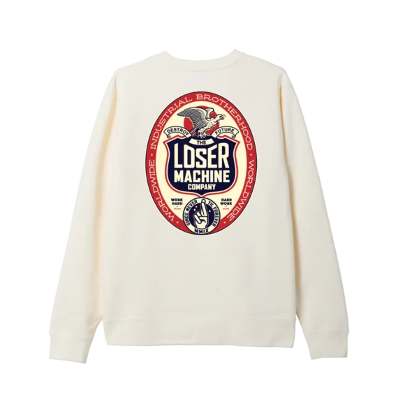 LOSER MACHINE WORK HARD HW CREW FLEECE BONE