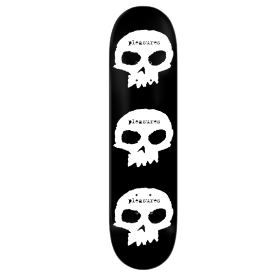 ZERO ZERO X PLEASURES 3 SKULL 8.25 (RESIN7 - BLACK DIPPED)
