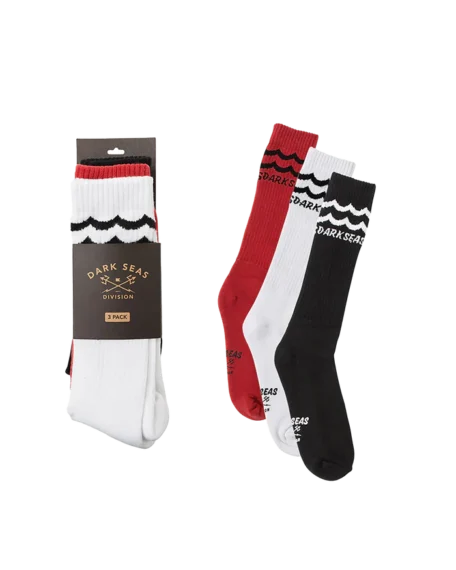 DARK SEAS HIGH SEAS WHITE/RED/BLACK SOCKS OS (3 PACK)