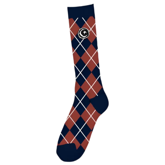 FOUNDATION ARGYLE TALL SOCK BLUE/BROWN OS