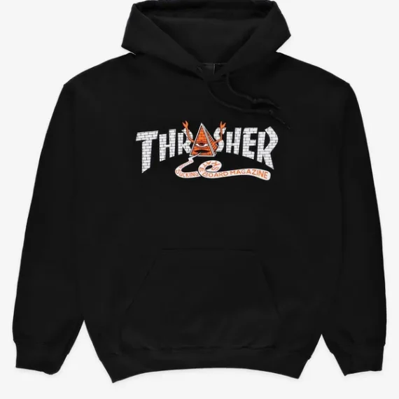 THRASHER X TOY MACHINE PYRAMID HOODIE BLACK