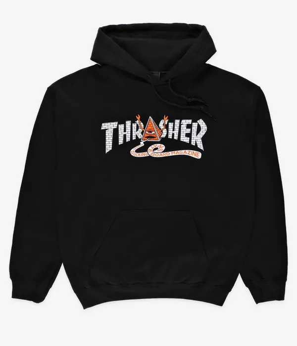 THRASHER X TOY MACHINE PYRAMID HOODIE BLACK
