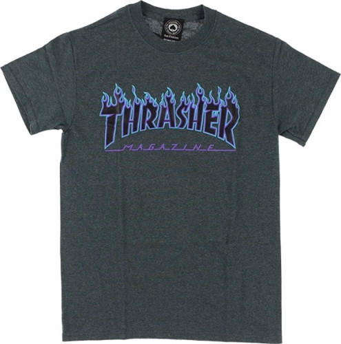 THRASHER FLAME S/S TEE CHARCOAL GRAY