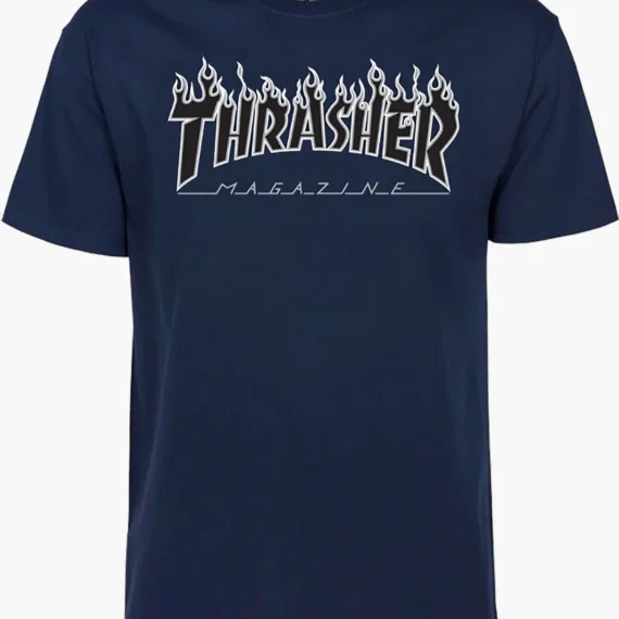 THRASHER FLAME S/S TEE NAVY/BLACK