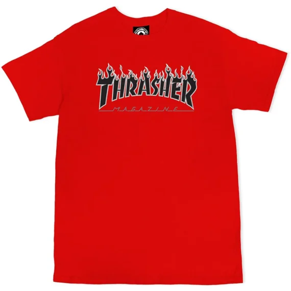 THRASHER FLAME S/S TEE RED