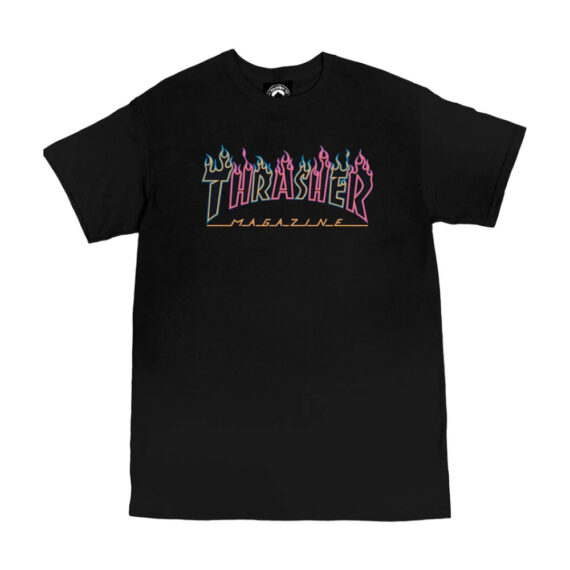 THRASHER DOUBLE FLAME NEON YOUTH S/S TEE BLACK