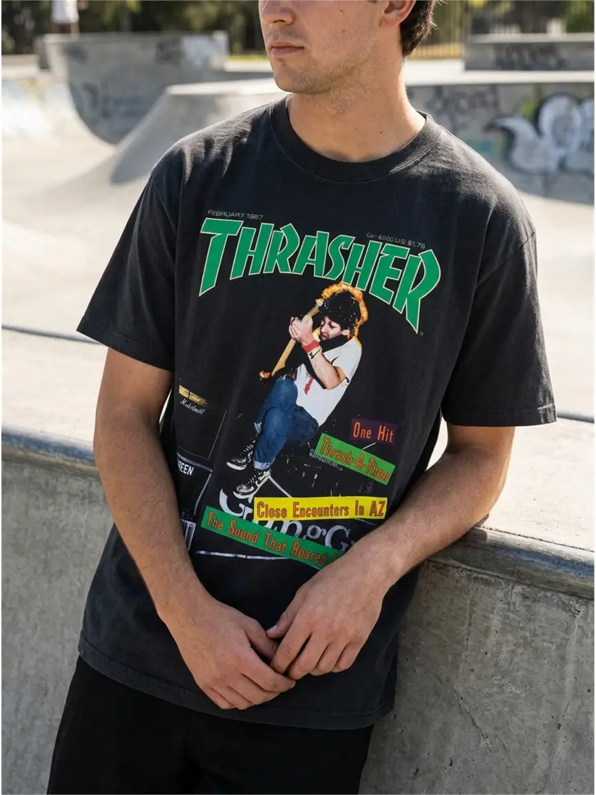 THRASHER FEBRUARY 1987 VINTAGE S/S TEE BLACK - Image 2