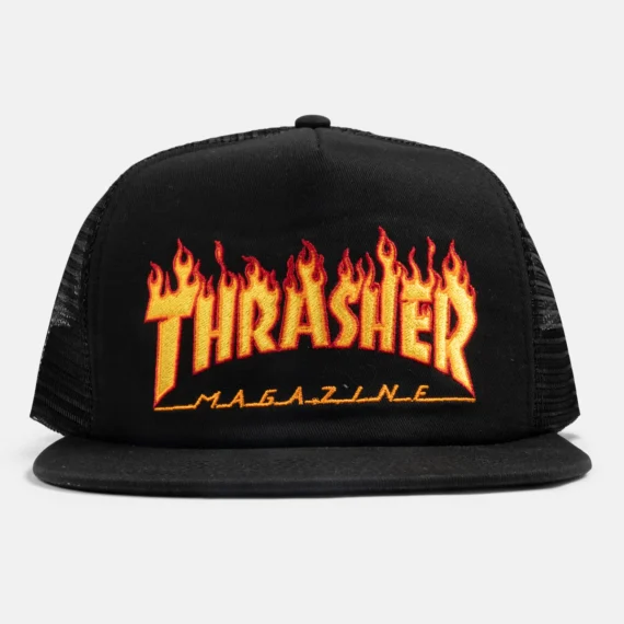 THRASHER FLAME EMBROIDERED SNAPBACK BLACK OS