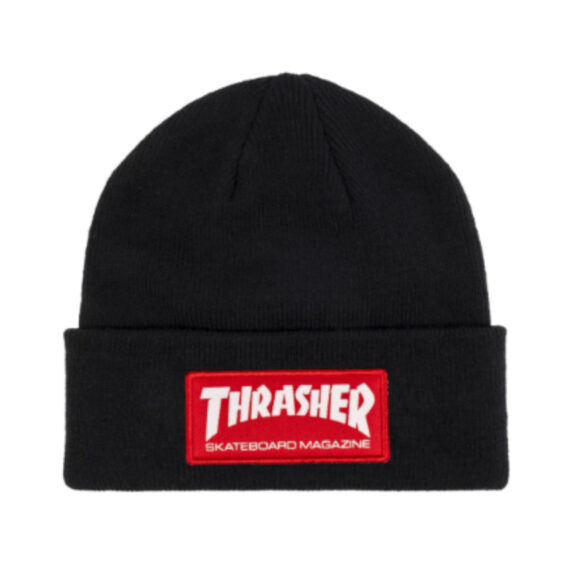 THRASHER SKATE MAG PATCH BEANIE BLACK OS