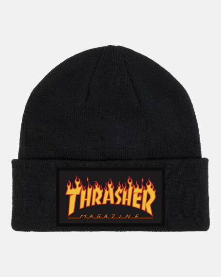 THRASHER FLAME PATCH BEANIE BLACK OS
