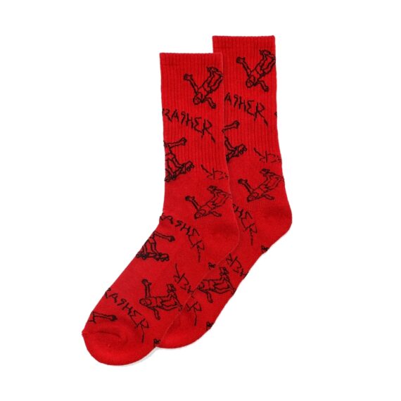 THRASHER GONZ LOGO CREW SOCK RED/BLACK OS