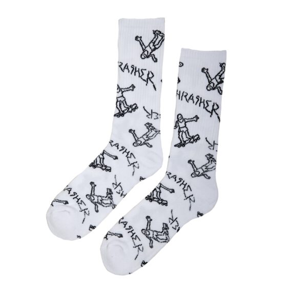 THRASHER GONZ LOGO CREW SOCK WHITE OS