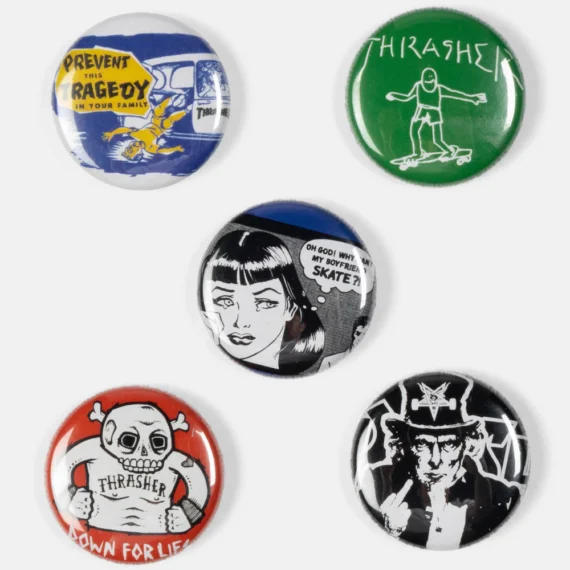 THRASHER USUAL SUSPECTS BUTTONS (5 PACK)
