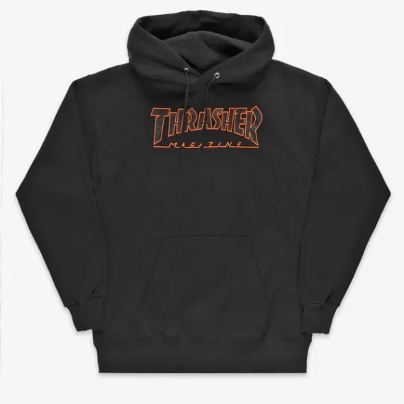 THRASHER OUTLINED HOODIE BLACK/ORANGE