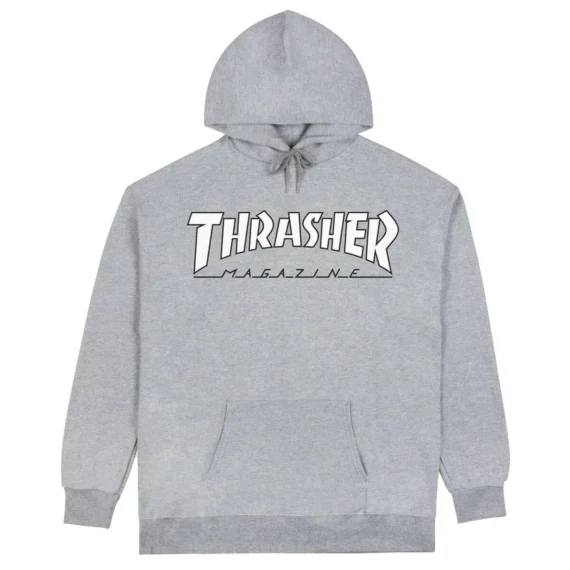 THRASHER OUTLINED HOODIE GREY/WHITE