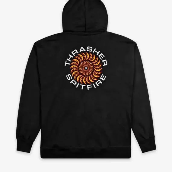 THRASHER X SPITFIRE CLASSIC SWIRL HOODIE BLACK
