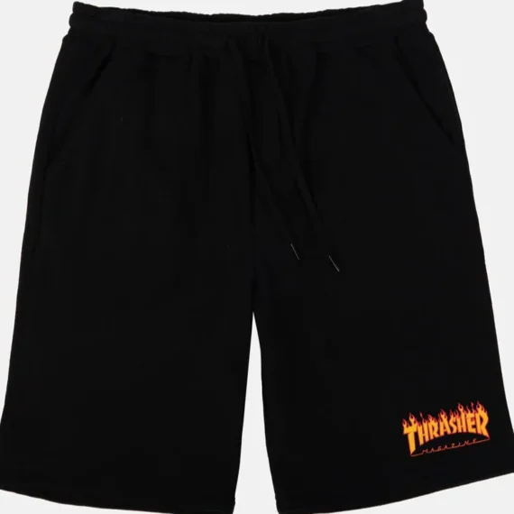 THRASHER FLAME P.E. SHORTS BLACK