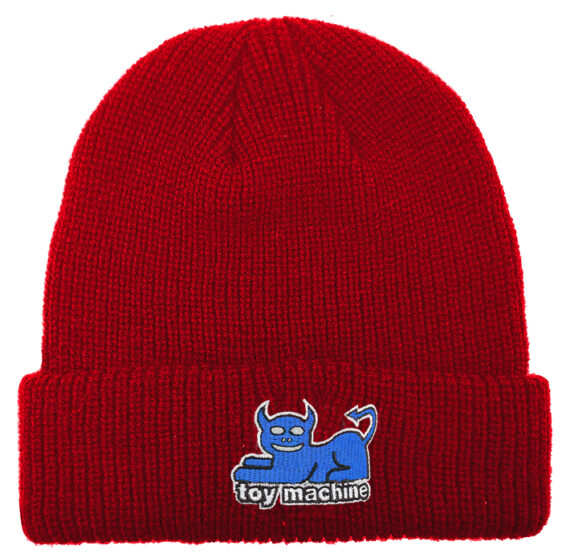 TOY MACHINE DEVIL CAT DOCK BEANIE RED OS