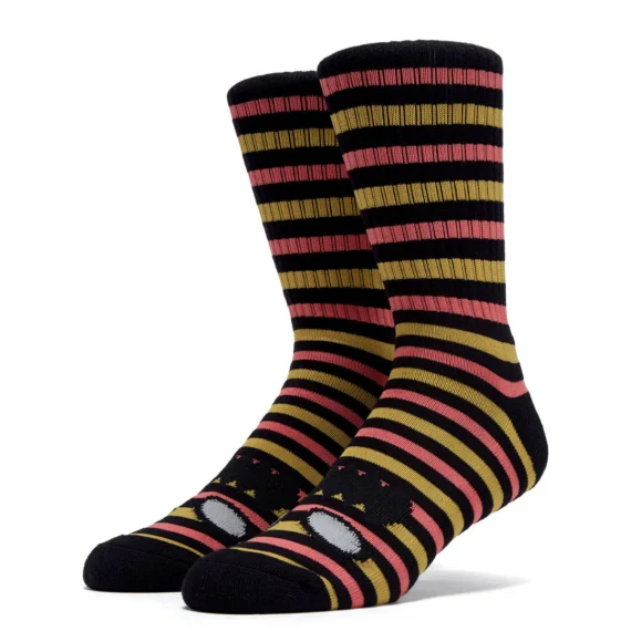 TOY MACHINE MONSTER FACE MINI STRIPES SOCK BLACK/MUSTARD OS