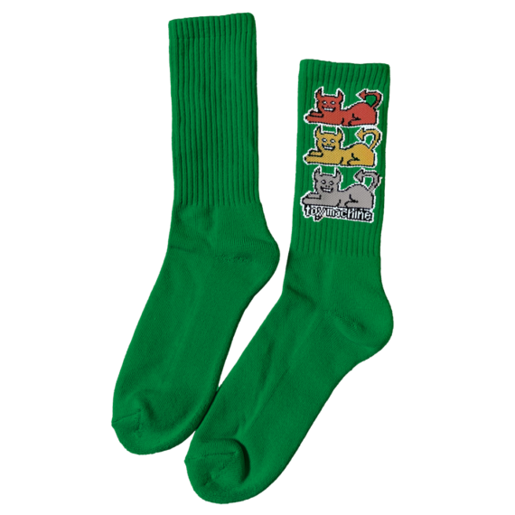 TOY MACHINE TRIPLE CAT SOCK GREEN OS