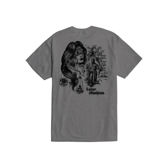 LOSER MACHINE BLIND JUSTICE S/S TEE HEATHER GREY