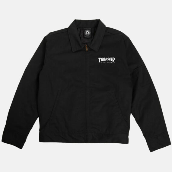 THRASHER MAG INSULATED MECHANIC EMB JACKET BLACK